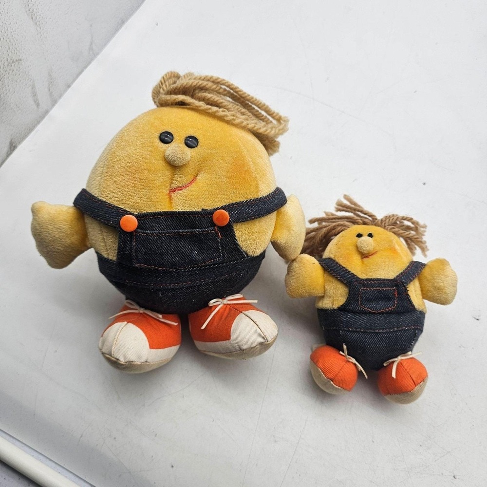 Somersaults By Avon Plush Doll Toys Small Yellow Denim Overalls Vintage Lot 2